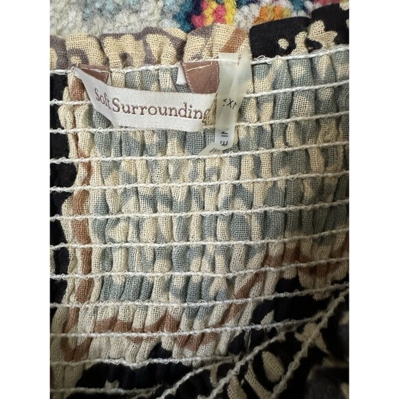 SOFT SURROUNDINGS‎ Handkerchief Medallion Print Shirred Maxi Dress Size 1X - Picture 4 of 8